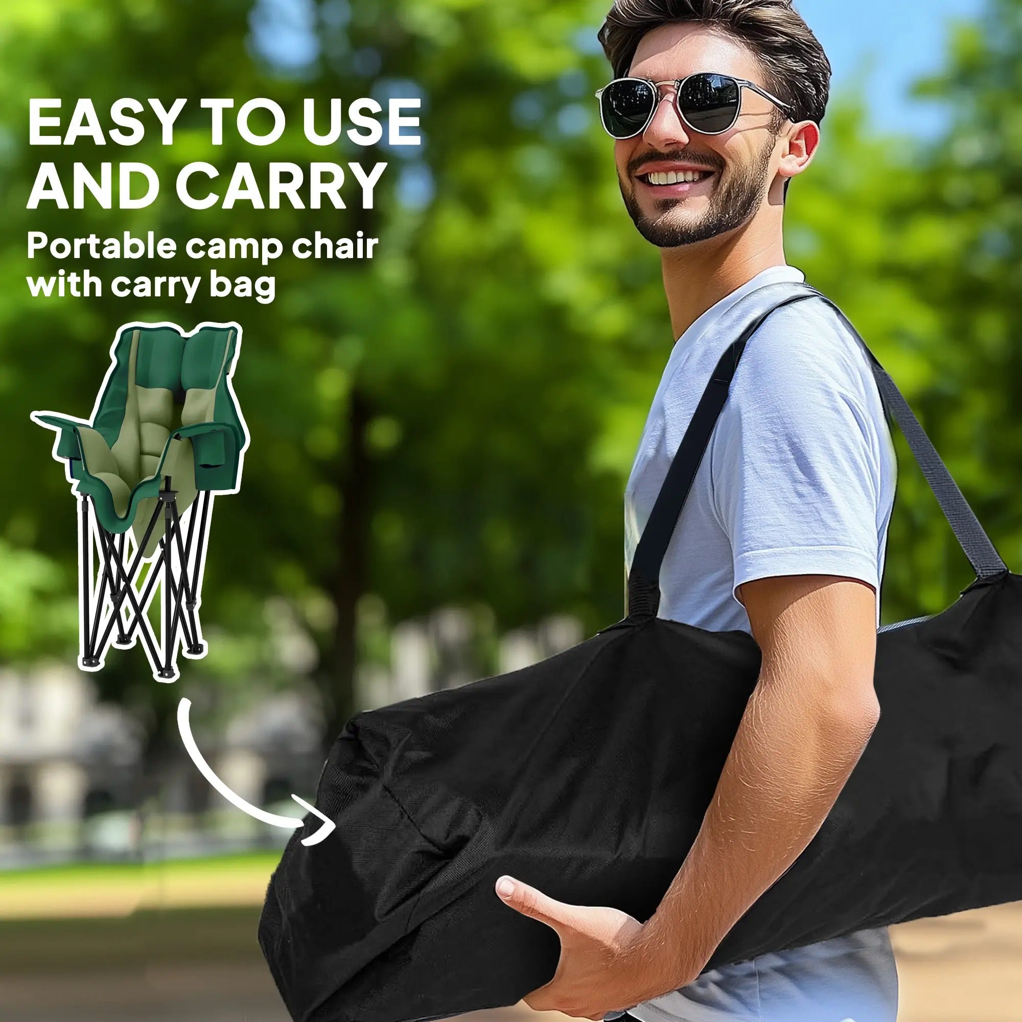 Green Padded Folding Camping Chair