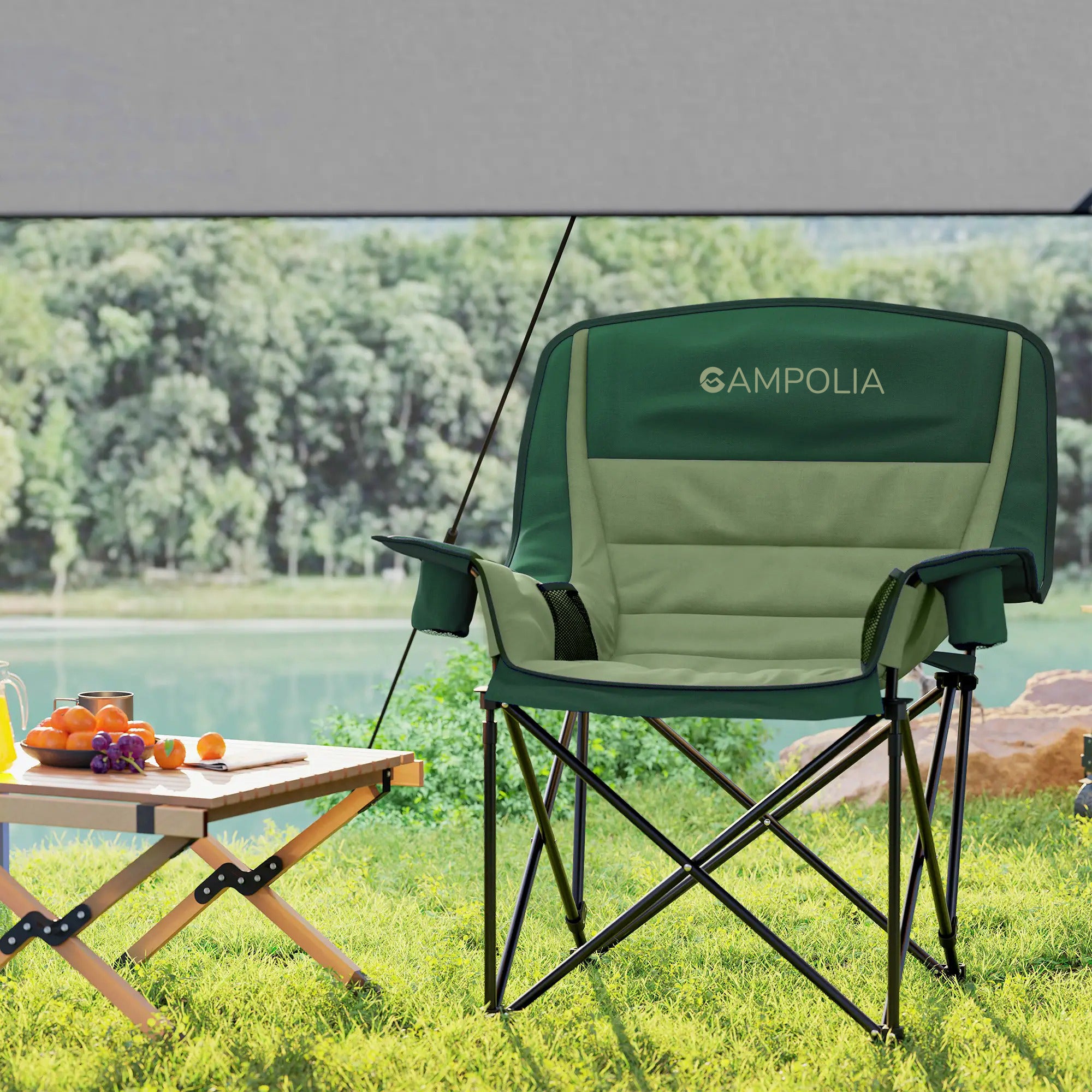 Green Padded Folding Camping Chair