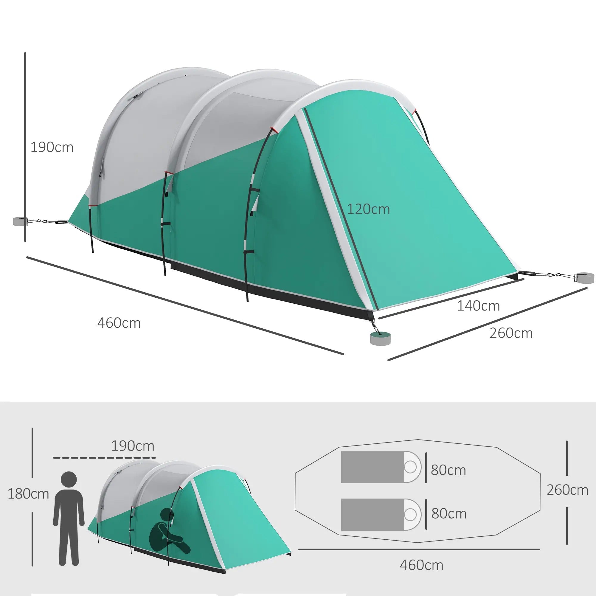 Tunnel Camping Tent 3 Person