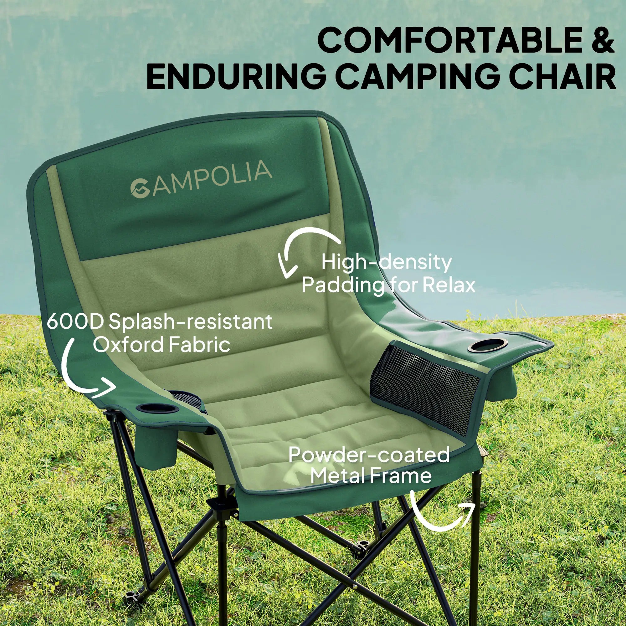 Green Padded Folding Camping Chair