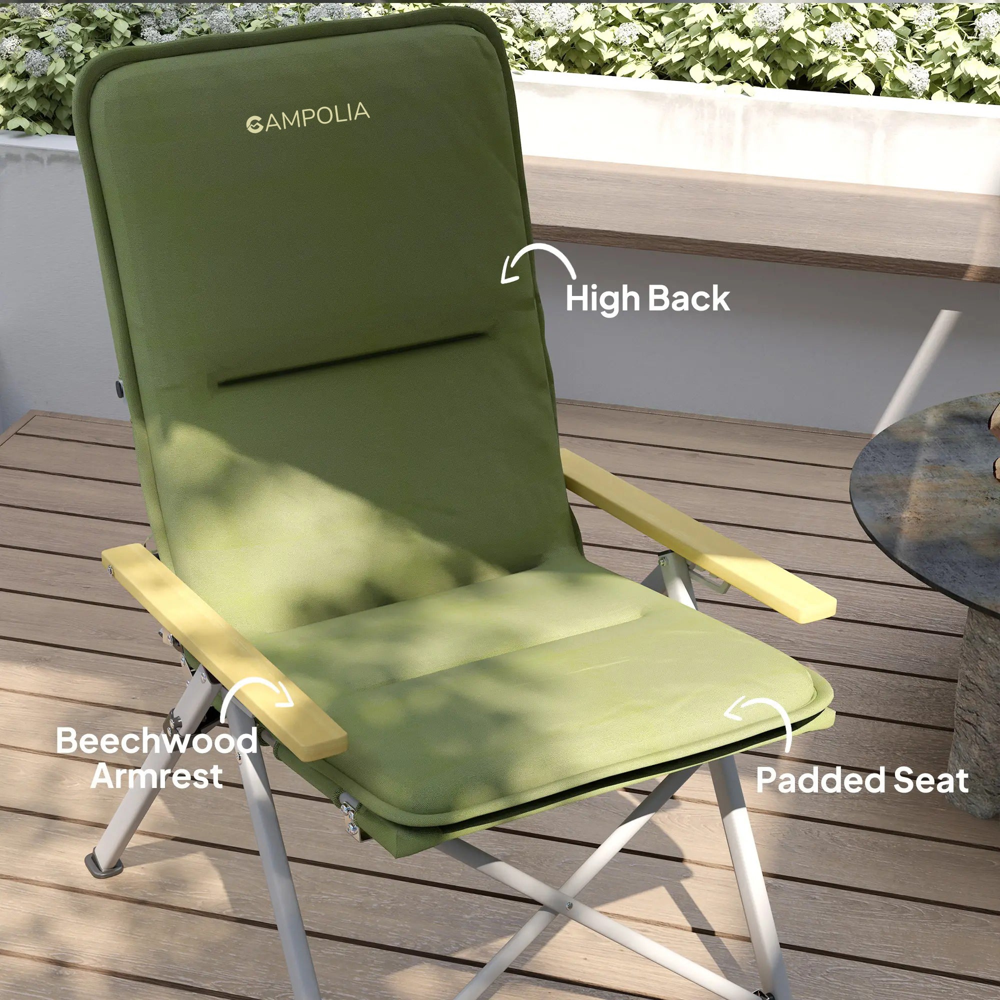 Green Folding Reclining Camping Chair