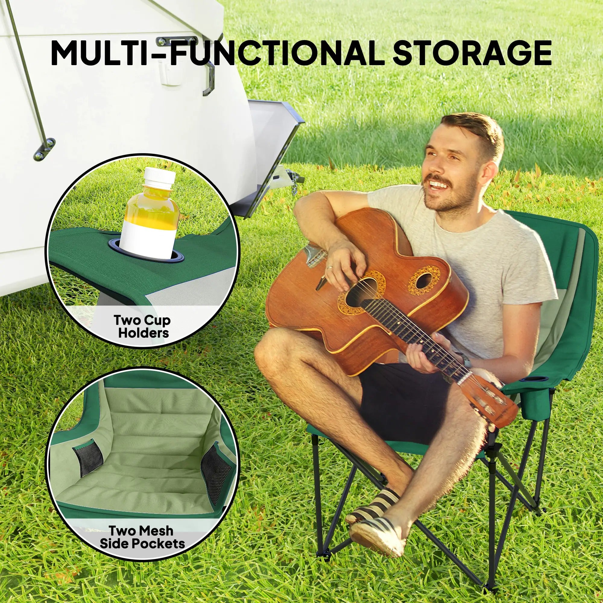 Green Padded Folding Camping Chair
