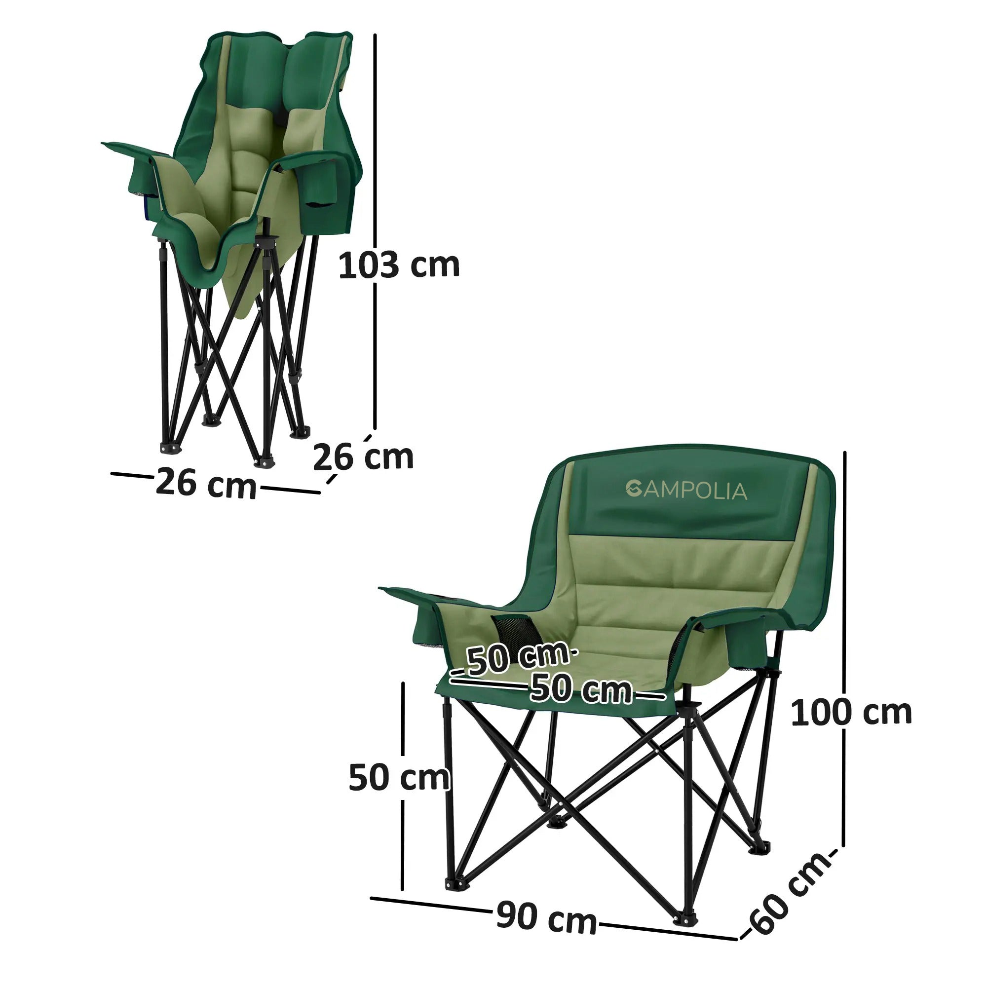 Green Padded Folding Camping Chair