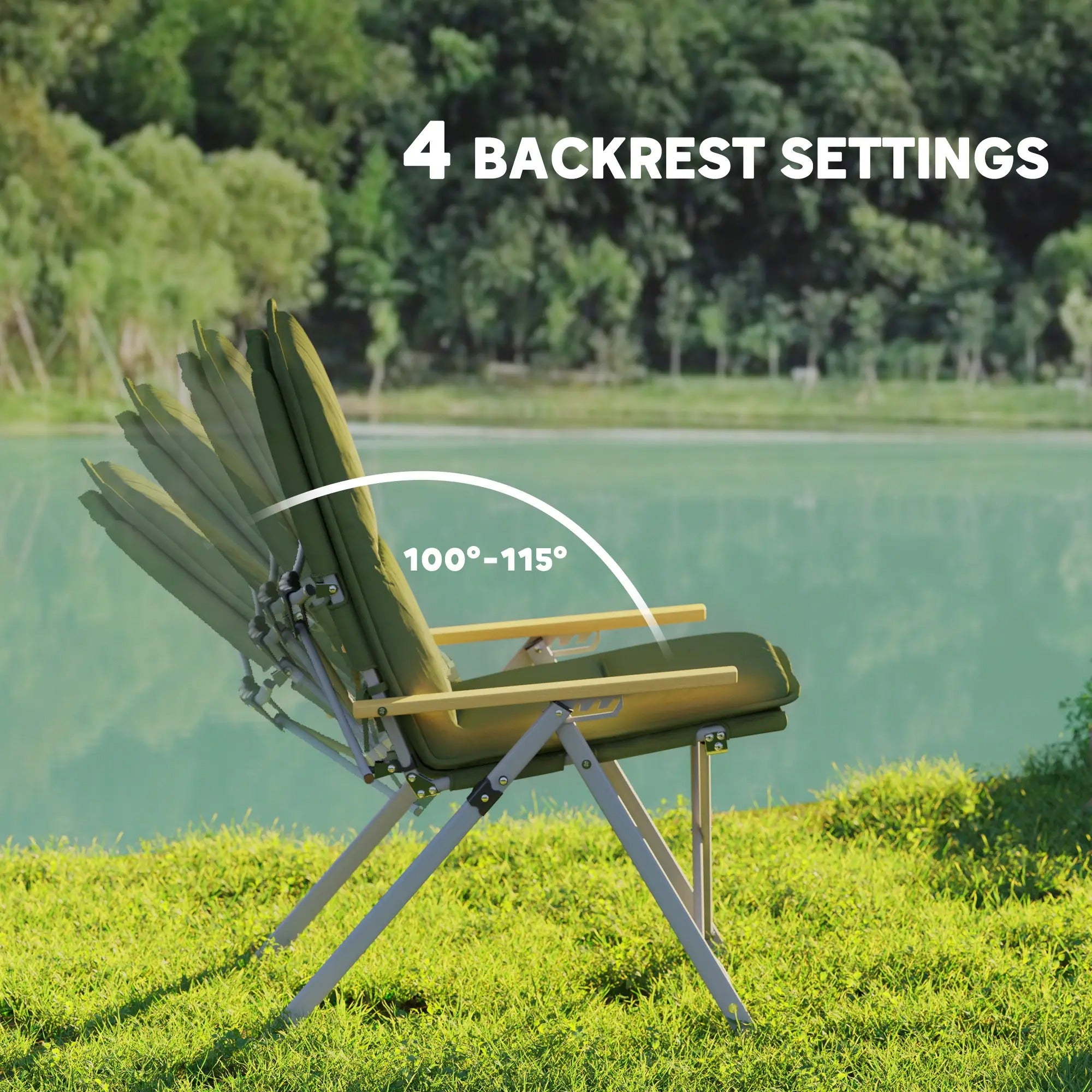 Green Folding Reclining Camping Chair