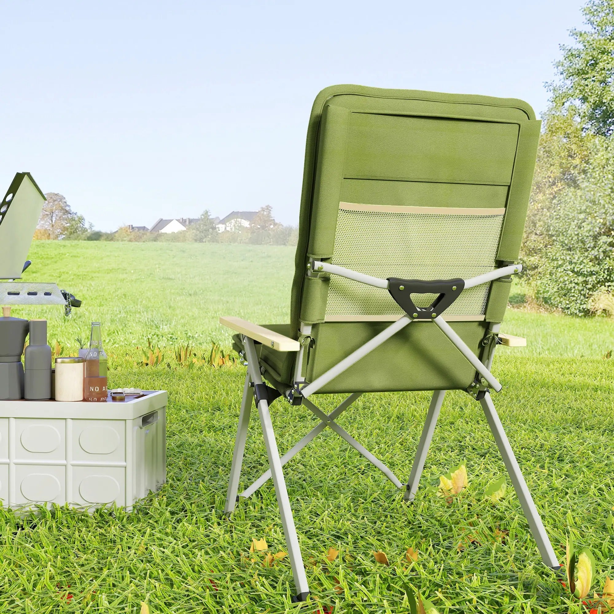 Green Folding Reclining Camping Chair