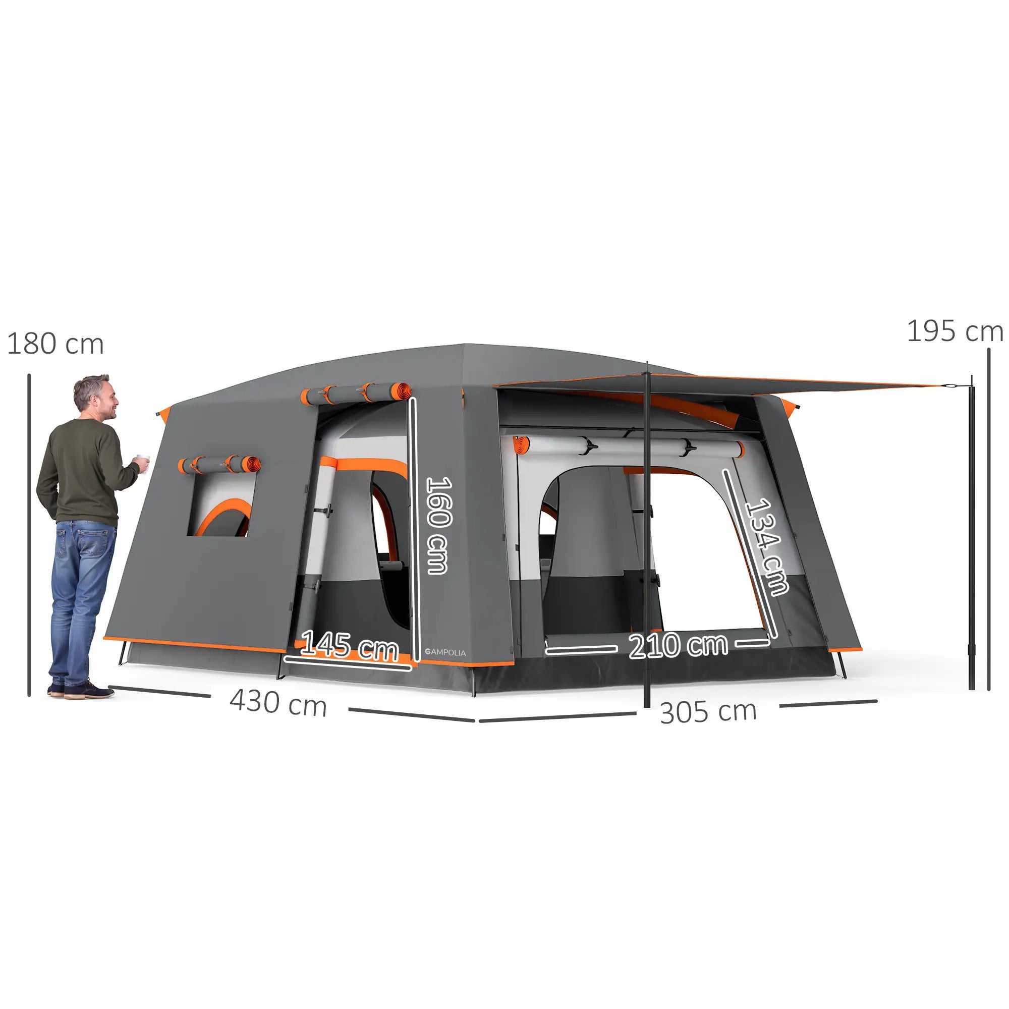 Tunnel Camping Tent 6 Person with Living Area