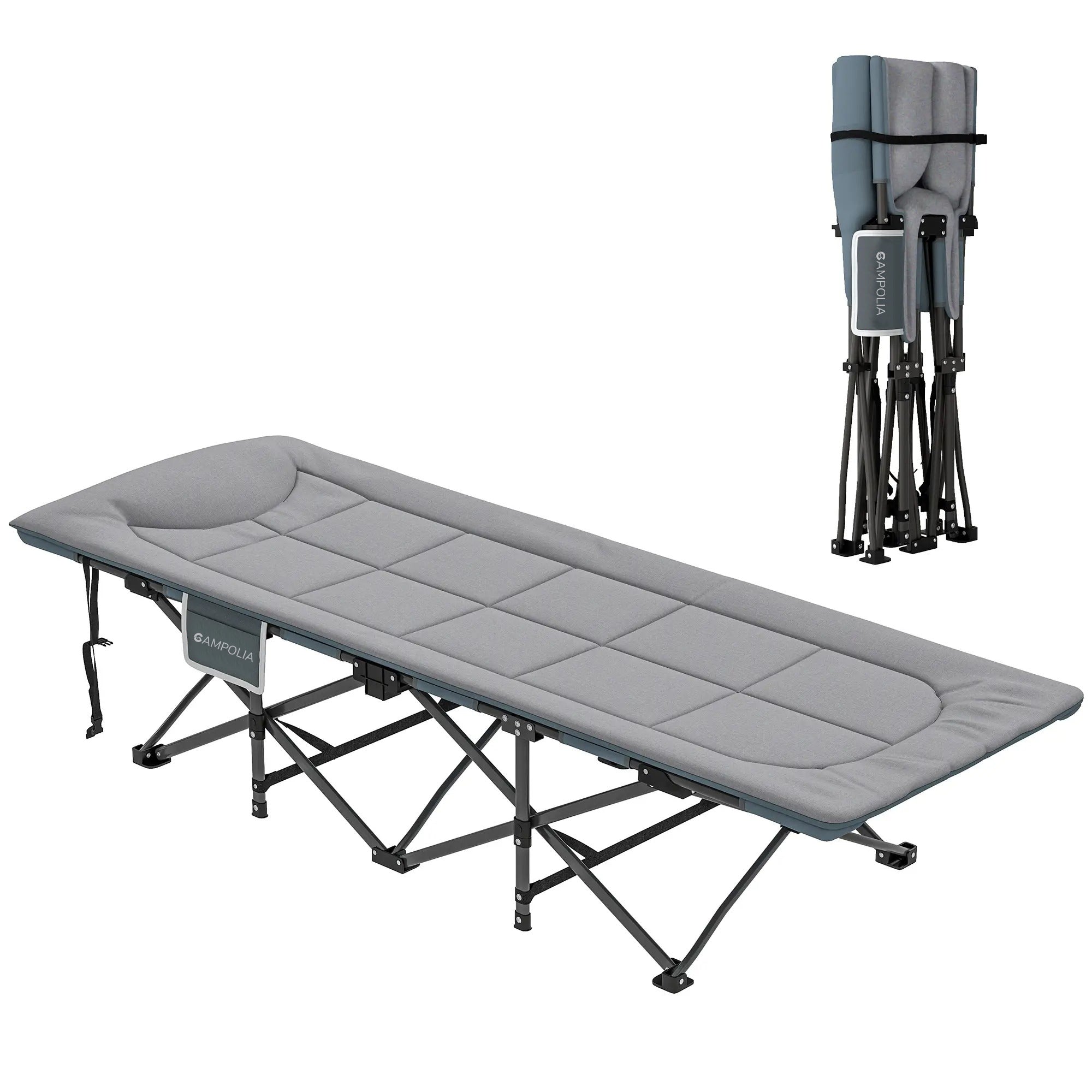 Grey Folding Outdoor Camping Bed