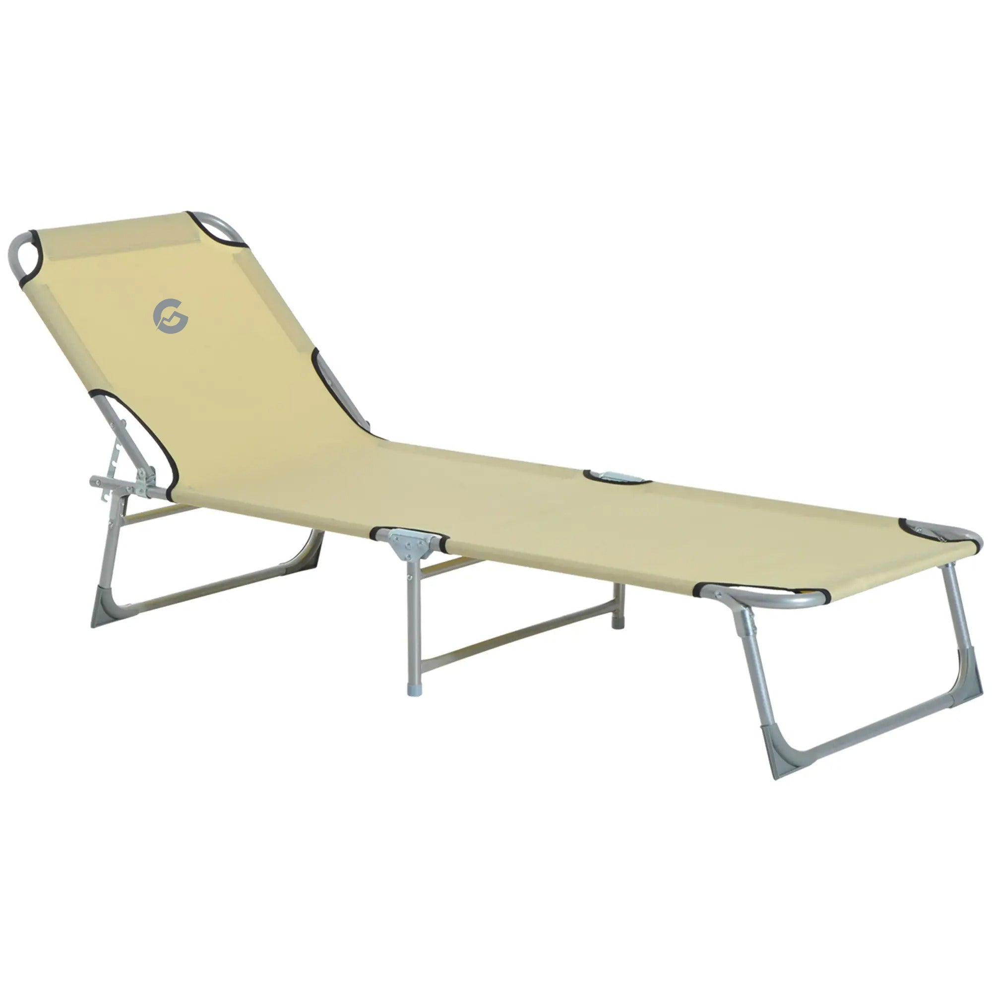 Beige Reclining Folding Camping Bed