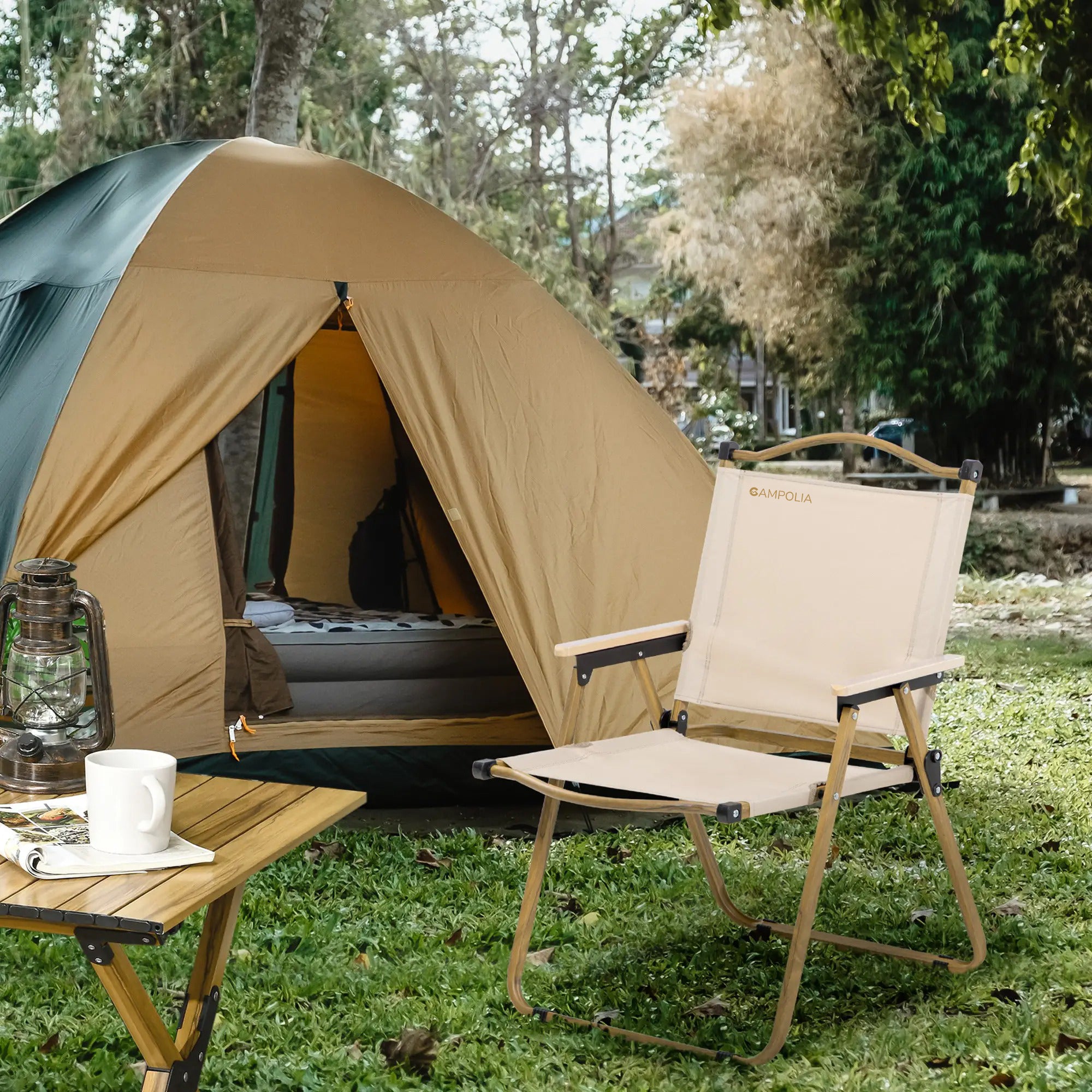 Folding Khaki Camping Chair Portable