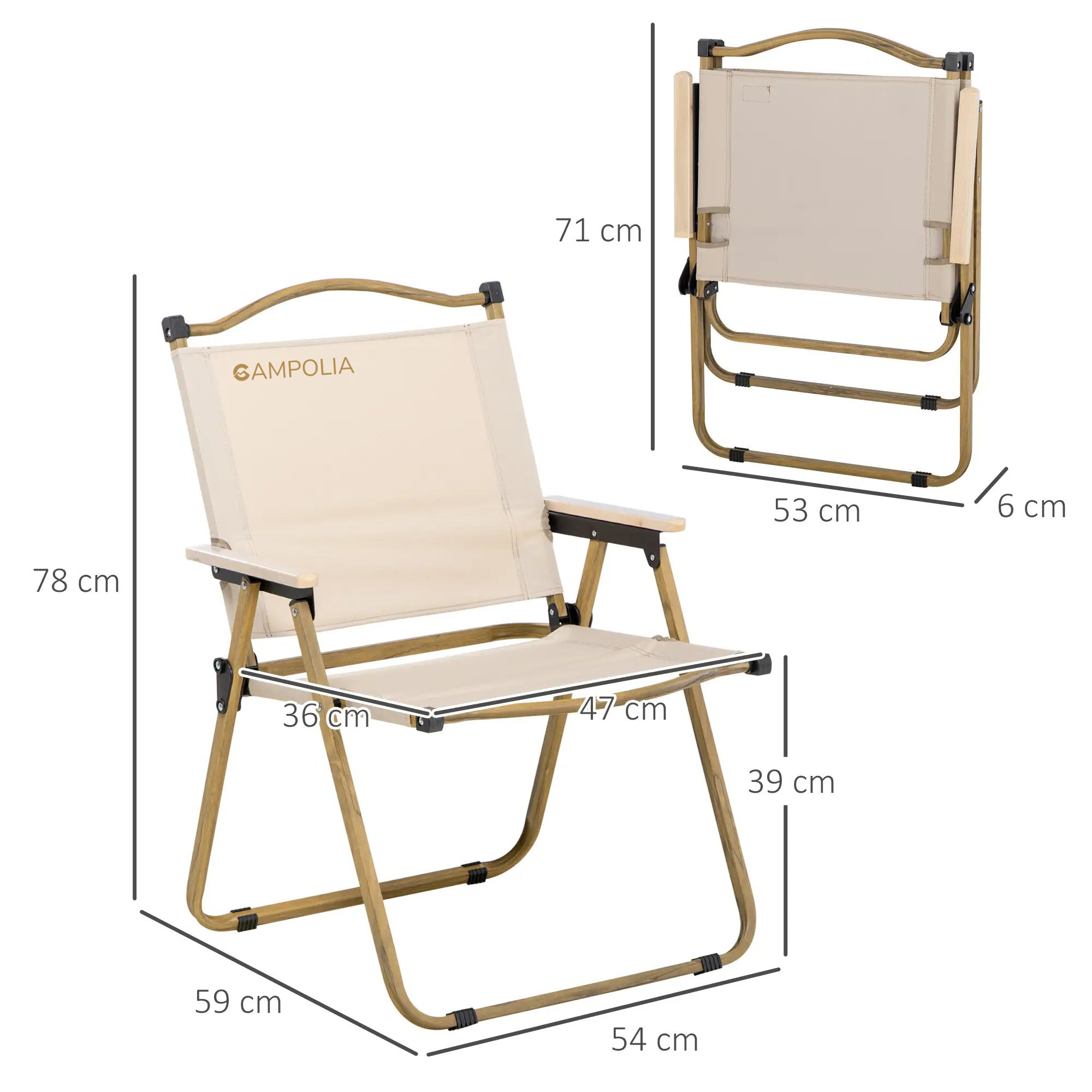 Folding Khaki Camping Chair Portable
