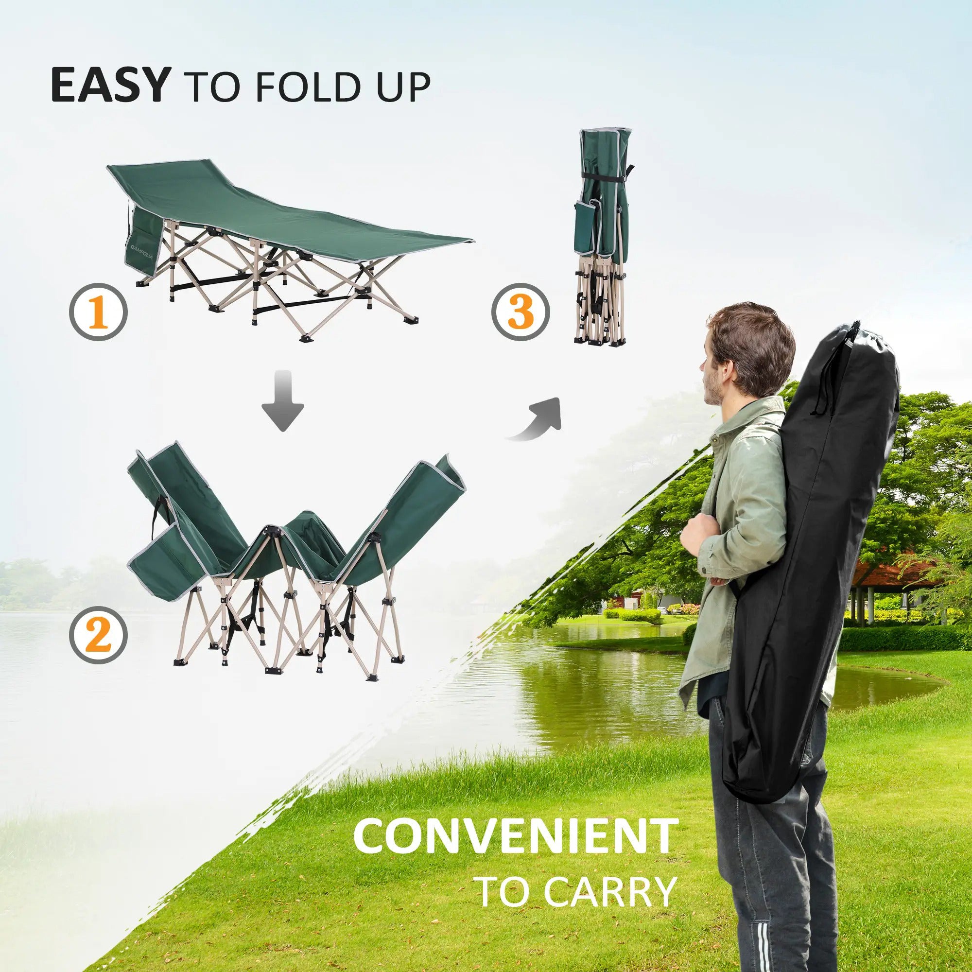 Green Folding Portable Camping Cot