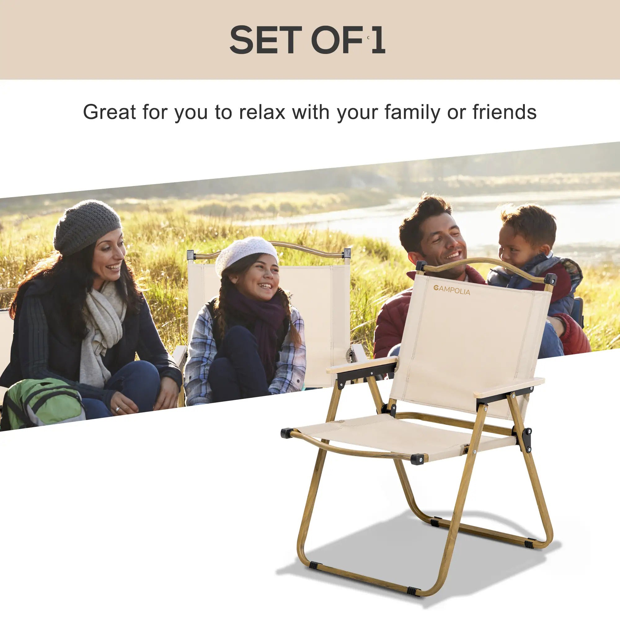 Folding Khaki Camping Chair Portable