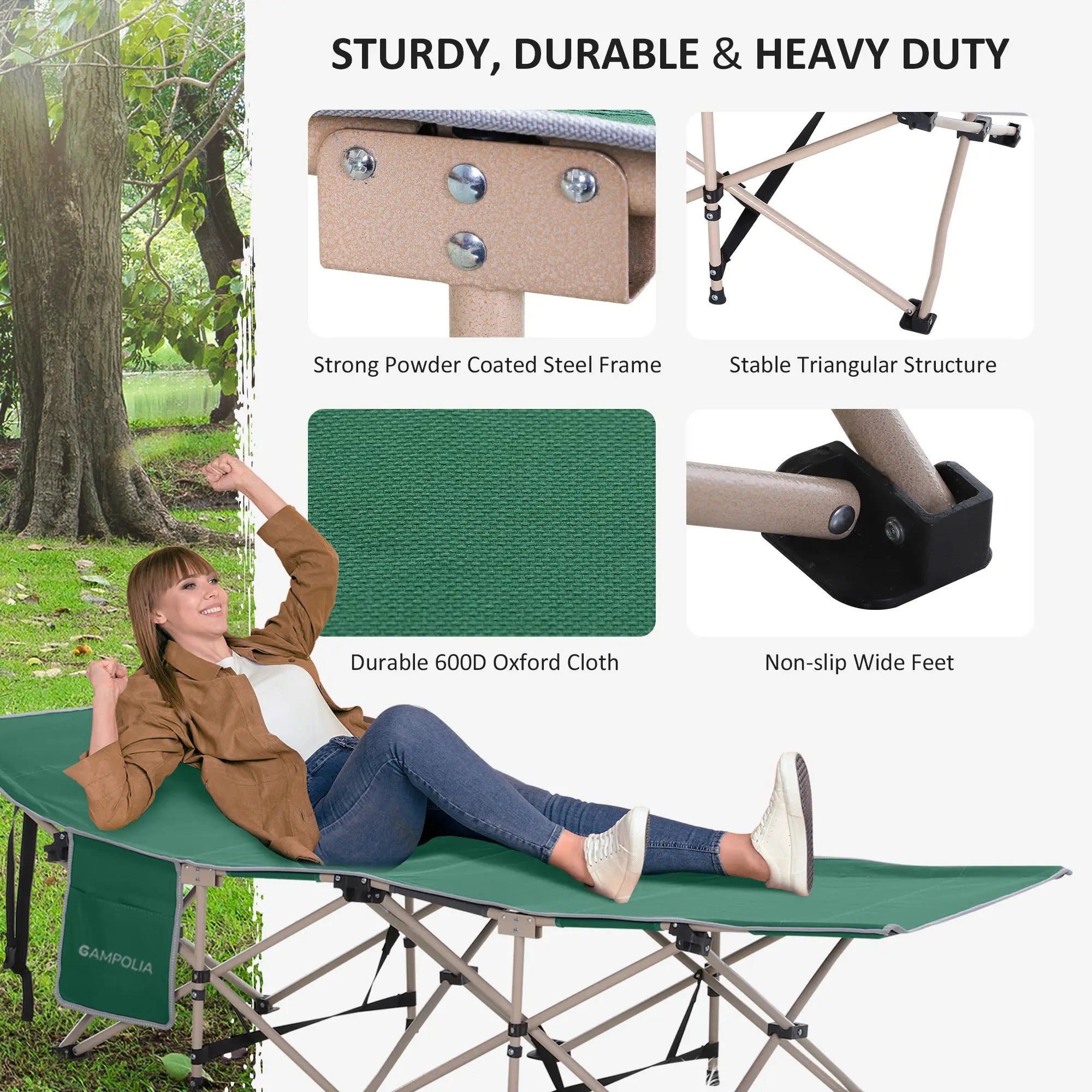 Green Folding Portable Camping Cot