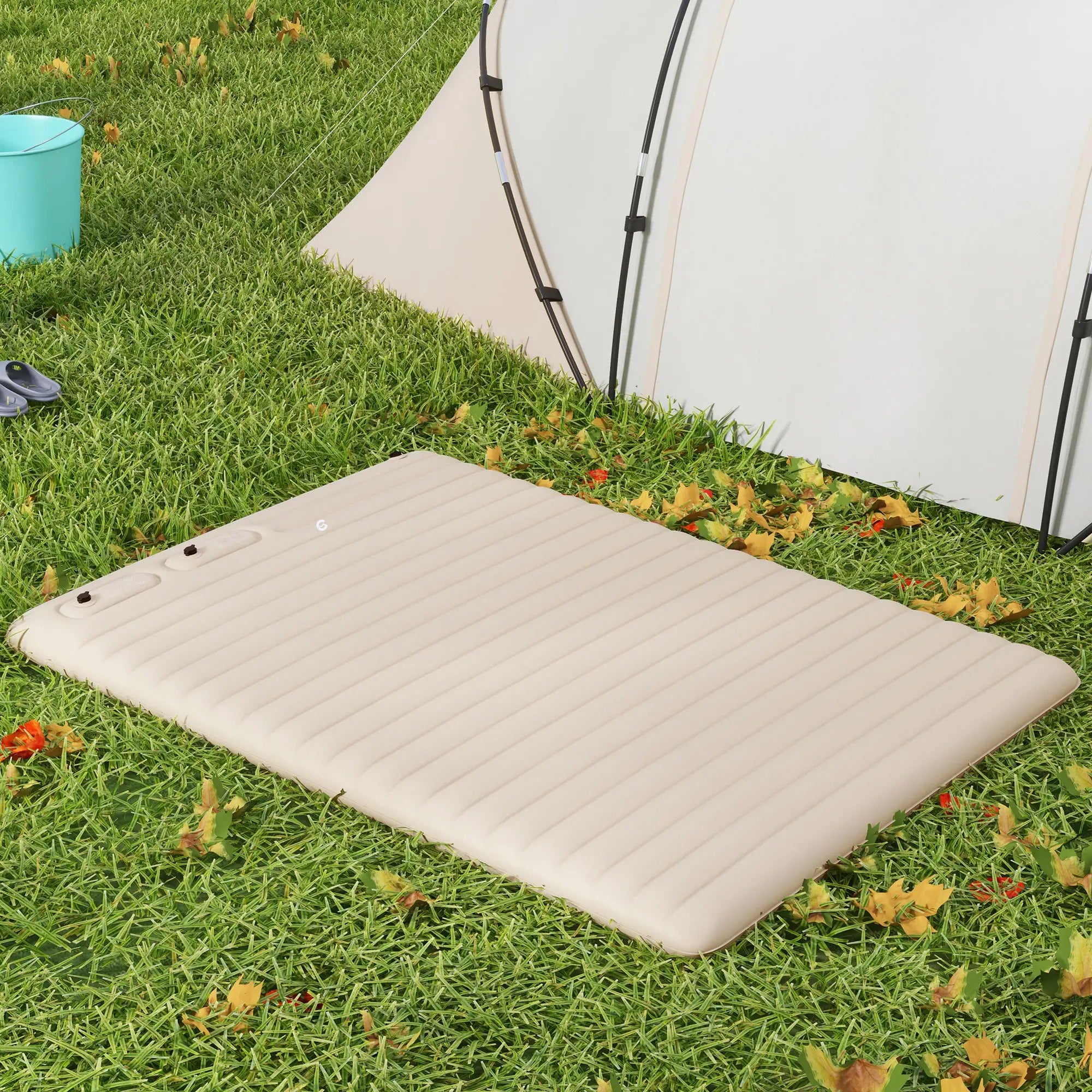 White Double Inflatable Camping Mattress